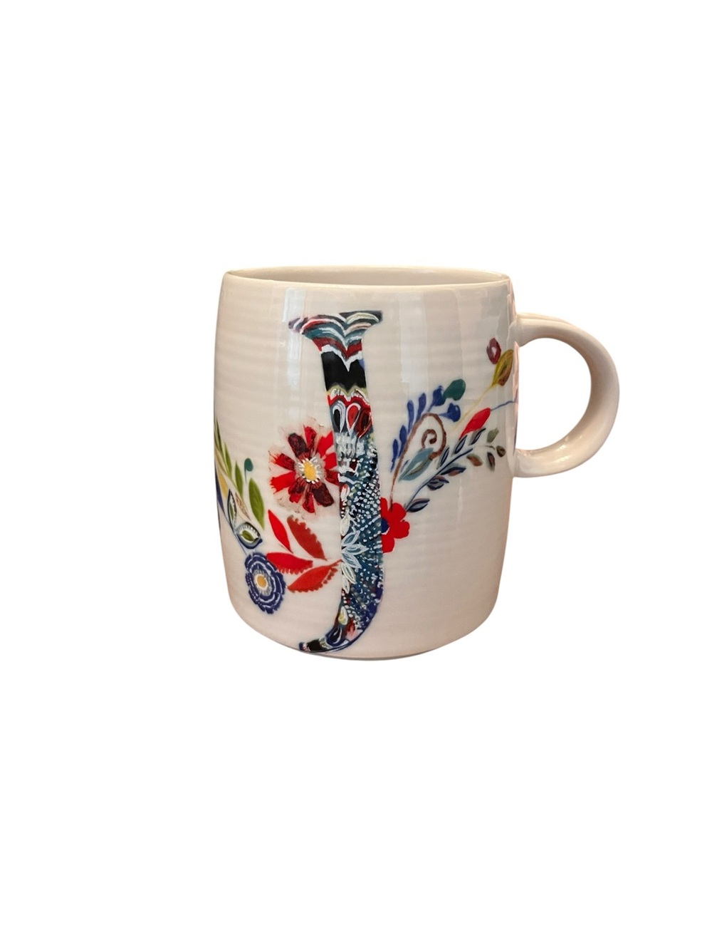 Anthropologie Starla Michelle Halfmann J Petal Palette Monogram Ceramic Mug